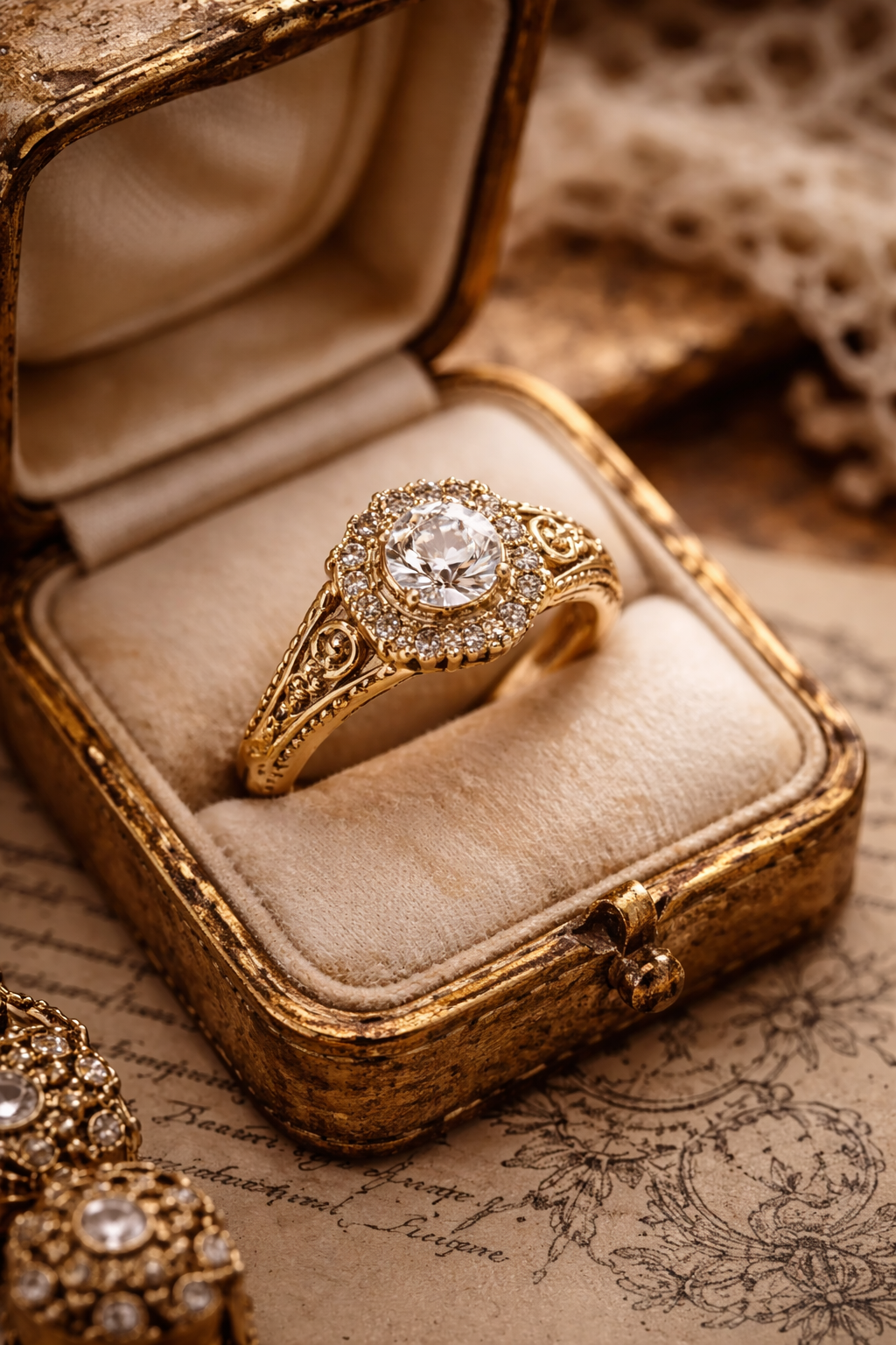 Boussole vintage en or